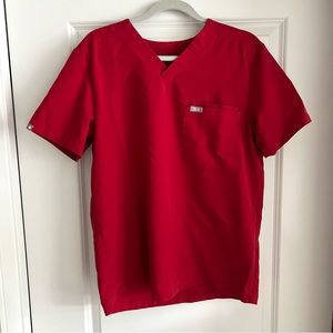 Figs Leon Scrub Top - Red